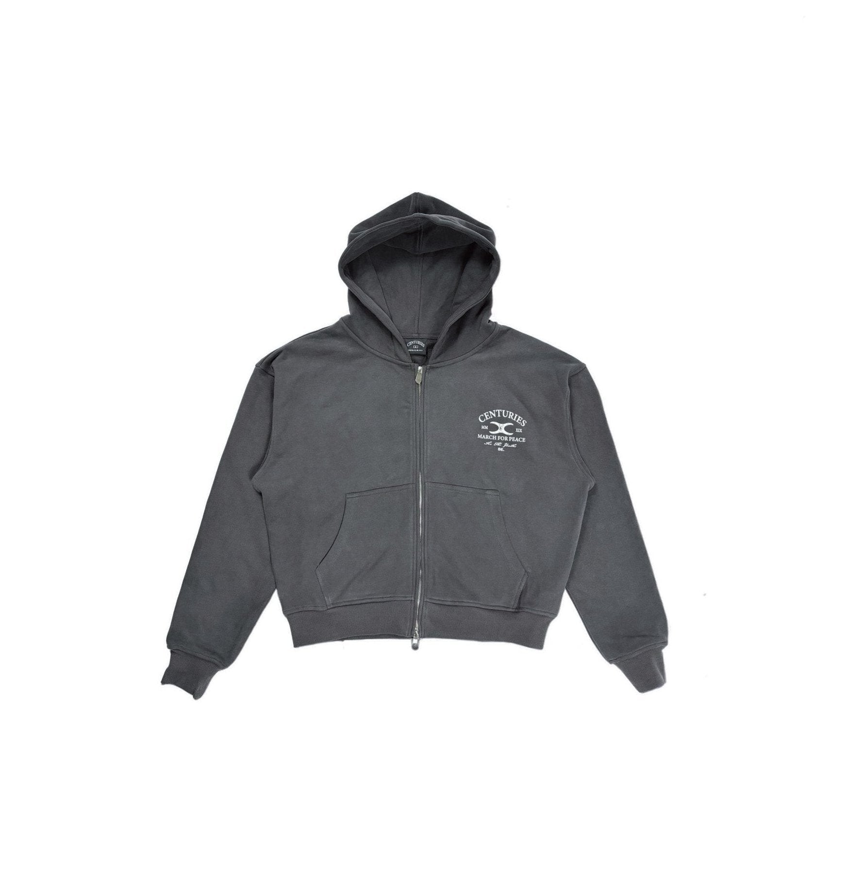 CHARCOAL ZIP HOODIE